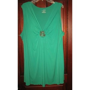 Lane Bryant Plus 26 28 Stretch Tunic Top Blouse Shirt Dress Beaded Jeweled Green